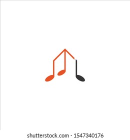 Minimal and Creative Unique Style M initial based music icon in black and red color logo