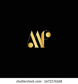 Minimal and Creative Unique Style MF or FM initial based black and gold color logo
