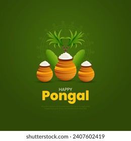 Minimal and Creative Vector Design for Indian Festival Happy Pongal Celebration