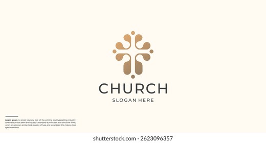 minimal cross logo icon designs with gold color branding.