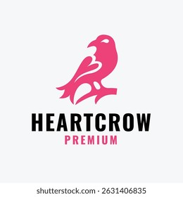 Minimal Crow with Love Shape Wing Logo Concept