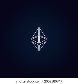 Logo de criptodivisa mínima (ETH) en fondo azul, ilustración de criptodivisa.