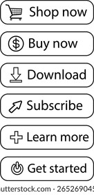 Paquete de Botones CTA mínimo - Compra ahora, Compra, Suscribirse, Descarga