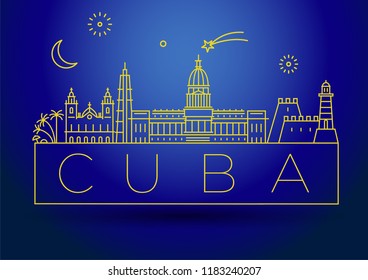 Minimal Cuba City Linear Skyline with Typographic Design