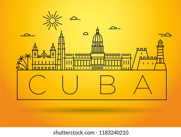 Minimal Cuba City Linear Skyline with Typographic Design