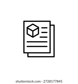 Minimal Cube Blueprint Document Icon Outline Simple Design