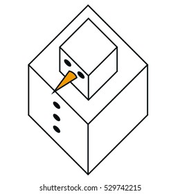 Minimal Cube Snowman Ismetric Icon