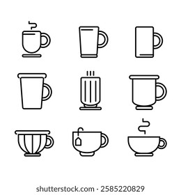 Minimal cup outline. Use for cafe sign, coffee shop sign, banner or glass screen printing.