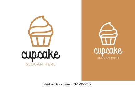 Diseño minimal del logotipo de la torta de quequitos. Pastel con el concepto minimalista de pastelería premium