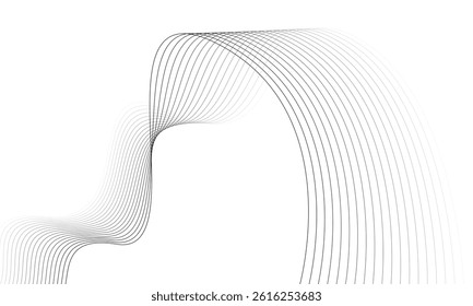 Minimal Curve Line Background. Abstract Black Flow Lines on White