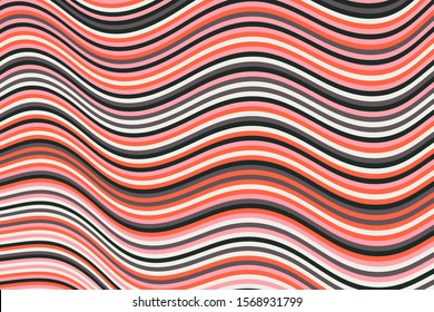 Minimal curve wave stripes warp vector background graphic design. Dynamic movement of waves, curve stripes, warp ribbons. Vibrant wavy flow abstract background. Presentation backdrop.