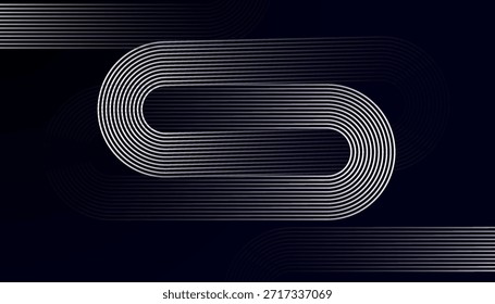 Padrão Abstrato de Linha Curva Mínima no Plano de Fundo Escuro. Linhas de fluxo monocromáticas modernas com ritmo geométrico suave. Elegante design de onda de linha contínua em estilo contemporâneo.