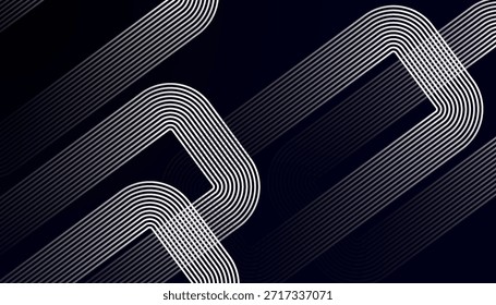Padrão Abstrato de Linha Curva Mínima no Plano de Fundo Escuro. Linhas de fluxo monocromáticas modernas com ritmo geométrico suave. Elegante design de onda de linha contínua em estilo contemporâneo.