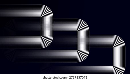 Padrão Abstrato de Linha Curva Mínima no Plano de Fundo Escuro. Linhas de fluxo monocromáticas modernas com ritmo geométrico suave. Elegante design de onda de linha contínua em estilo contemporâneo.