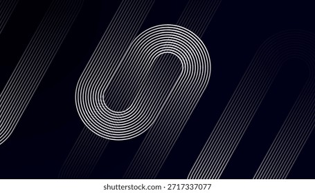 Padrão Abstrato de Linha Curva Mínima no Plano de Fundo Escuro. Linhas de fluxo monocromáticas modernas com ritmo geométrico suave. Elegante design de onda de linha contínua em estilo contemporâneo.