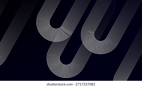 Padrão Abstrato de Linha Curva Mínima no Plano de Fundo Escuro. Linhas de fluxo monocromáticas modernas com ritmo geométrico suave. Elegante design de onda de linha contínua em estilo contemporâneo.