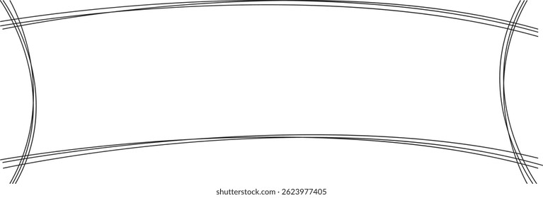 Marco de línea curvado mínimo. Borde de contorno dibujado a mano para invitaciones elegantes, empaquetado orgánico, diseño de marca, tarjetas Antiguas, papelería simple, etiquetas cosméticas naturales y proyectos monocromáticos