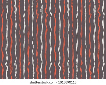 Minimal curved stripes vertical lines vector shirt pattern. Thin intersecting and parallel bent lines, curve wavy ribbons clothing fabric.  Wavy stripes ripple silk fabric texture abstraction.