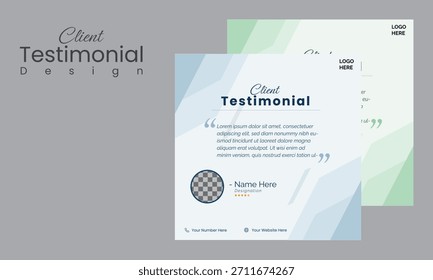 Plantilla mínima del Comentarios del Cliente con el marcador de posición de la foto. Plantilla Testimonial Editable para Redes Sociales.