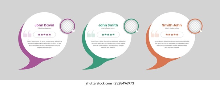 Minimal customer review or client feedback ui element design with text bubble shape