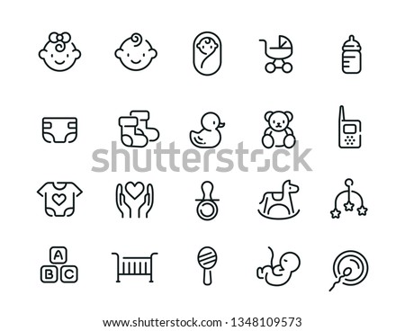 Minimal cute baby icon set