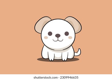 Minimal cute dog cartoon on brown background