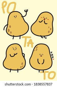 Minimal And Cute Flat Potato Mascot Design. They're Here For Making You Smile. 