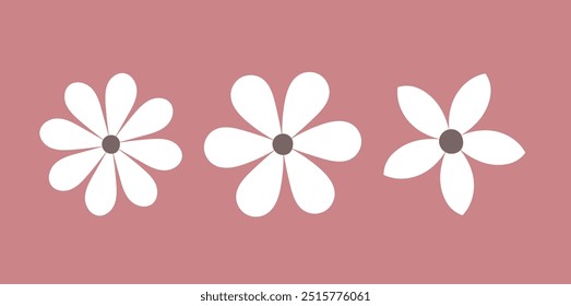 Minimal cute flower elements collection vector. Abstract hand drawn flower plant illustration for deco, sticker, clipart, and print.