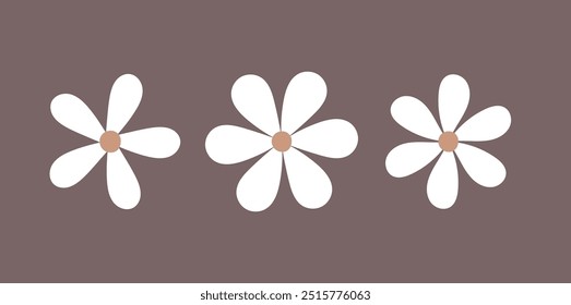 Mínimo lindo Vector de colección de Elementos de flores. Abstractas ilustración de planta de flores dibujada a mano para deco, pegatina, Clipart e impresión.