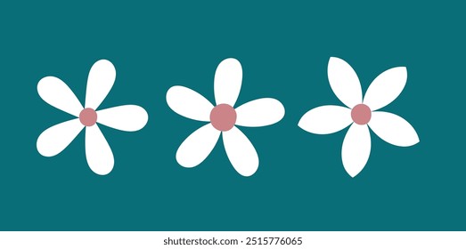 Minimal cute flower elements collection vector. Abstract hand drawn flower plant illustration for deco, sticker, clipart, and print.