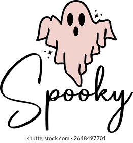 "Design de camiseta de Halloween Fantasma rosa bonito para meninas e adolescentes"