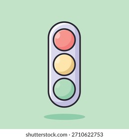 Minimal Cute Traffic Light – Simple Kawaii Signal Icon