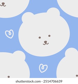 mínimo urso branco bonito no fundo azul papel de parede padrão sem costura 