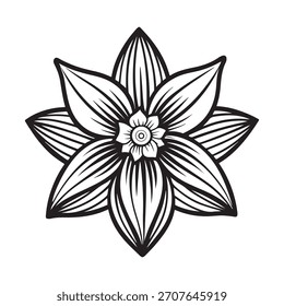 Ícone de vetor de arte de desabrochar de narciso mínimo