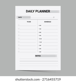 Diseño de Plantilla de planificador diario mínimo, planificador diario moderno editable a4