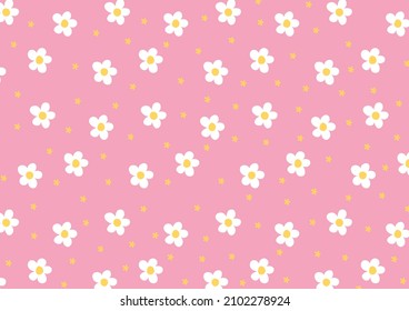 Minimal daisy flower pattern on pink background.