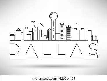 Minimal Dallas City Linear Skyline with Typographic Design