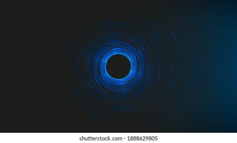 Minimal Dark Black Hole on Galaxy Background.planet and physics concept design,vector illustration.