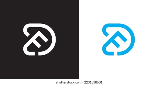 Minimal DE logo. Icon of a ED letter on a luxury background. Logo idea based on the DE monogram initials. Professional variety letter symbol and ED logo on black and blue background.