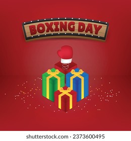 Minimal Decoration 26 December Boxing Day Greeting Vector Illustration with Gift Boxes and Confetti