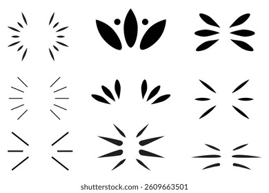 Minimal Decorative Burst Elements Vector Set – Retro Starburst and Abstract Accent Icons
