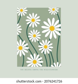 Minimal decorative daisies background pattern.
