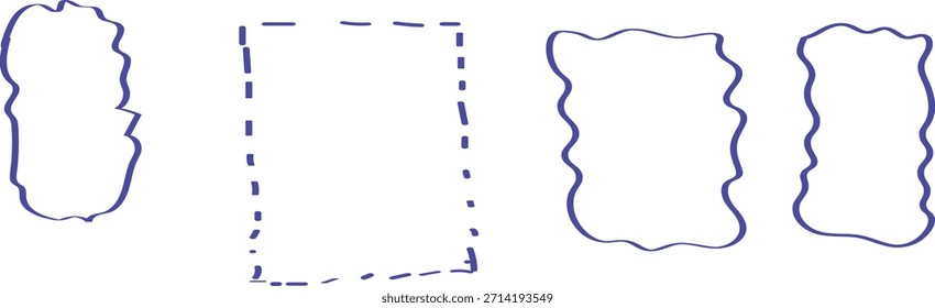Minimale dekorative wellenförmige Rahmenkonturen mit abstrakten Rändern, perfekter moderner Wandkunst und Designelementen.