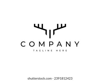 diseño de logotipo de línea de cabeza de ciervo mínimo