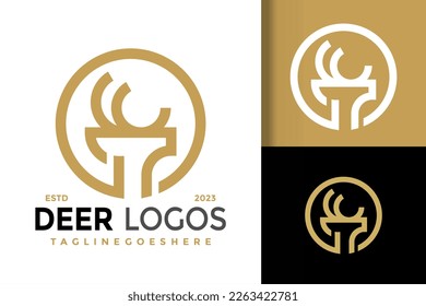 Minimal Deer Head Logo Logos Design Element Stock Vector Illustration Template