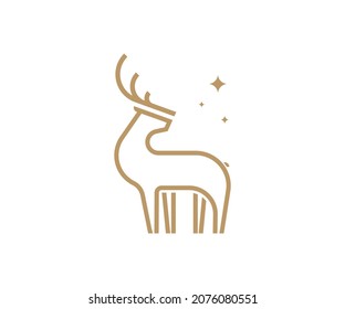 Minimal Deer Logo Design Vector EPS