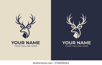 minimal deer logo template design, deer head logo, creative deer logo template