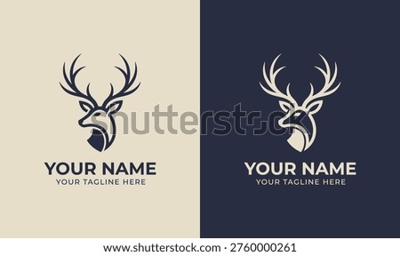 minimal deer logo template design, deer head logo, creative deer logo template