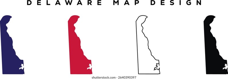 Minimal Delaware State Outline , Line Art Map Silhouette