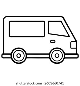 Minimal Delivery Van Line Art Icon Sleek Design for Branding